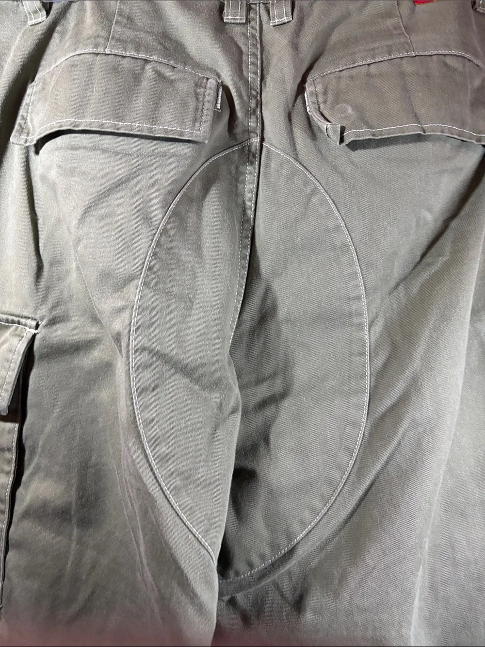 Vintage 00’s baggy extra wide leg skater Olive Green Cargo Work Pants F2